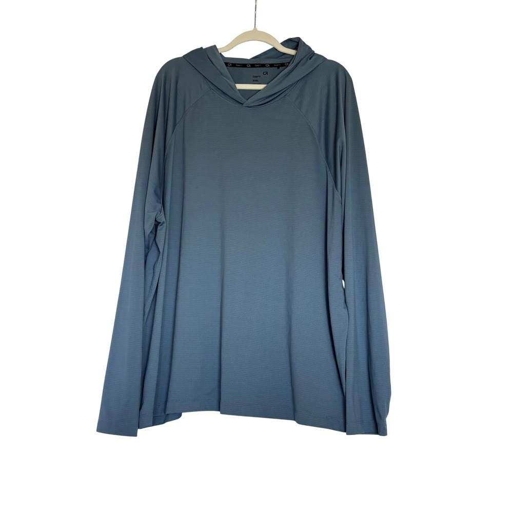 GapFit Mens XXXL Blue Gray Active Hoodie Performance Pullover Raglan Stretch